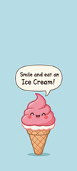Ice Cream Cartoon with Quote