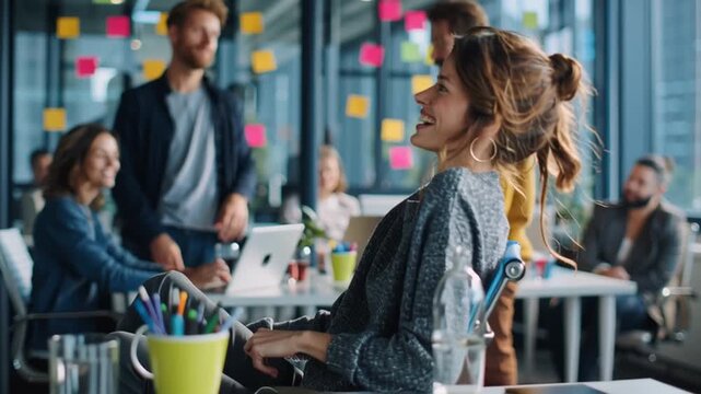 Professional Working in Open Office With Team Behind