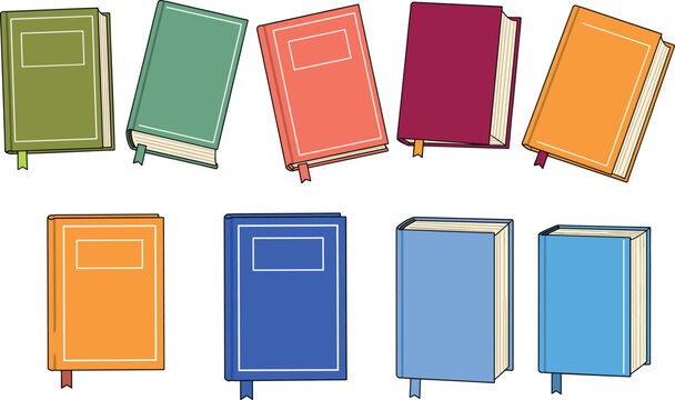 Colorful closed book vector illustration set in flat style for education, reading and stationery design
