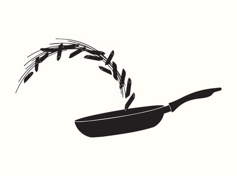 Black Silhouette of Spaghetti Toss in Pan
