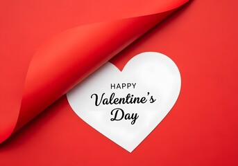 Happy Valentine's Day heart revealed on red paper background