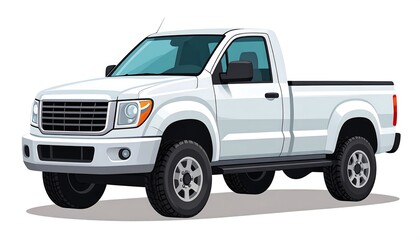 White pickup truck on white background.