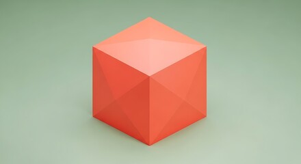 Fototapeta premium Red Cube on Green Background.