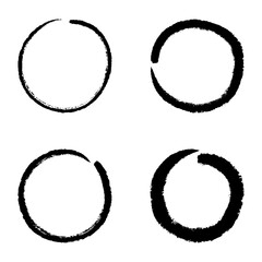 Black hand drawn ink brush stroke circle shapes set for logo design