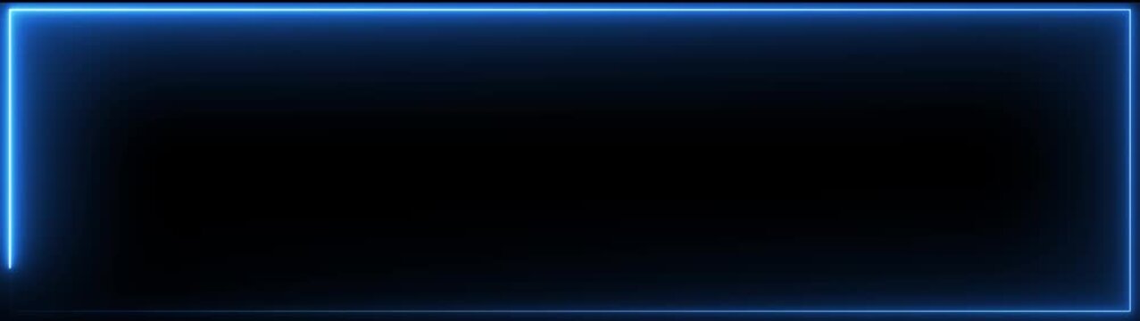 Neon blue glow rectangle frame dark background futuristic