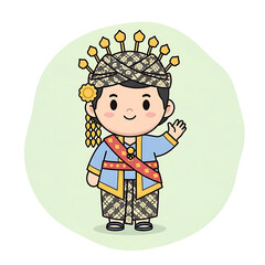 Cute Minang Boy Waving.