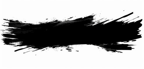 A bold black paint stroke on a white background, conveying a sense of creativity and artistic expression.