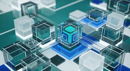 Futuristic digital cube technology concept.