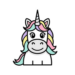 Unicorn cartoon isolated.