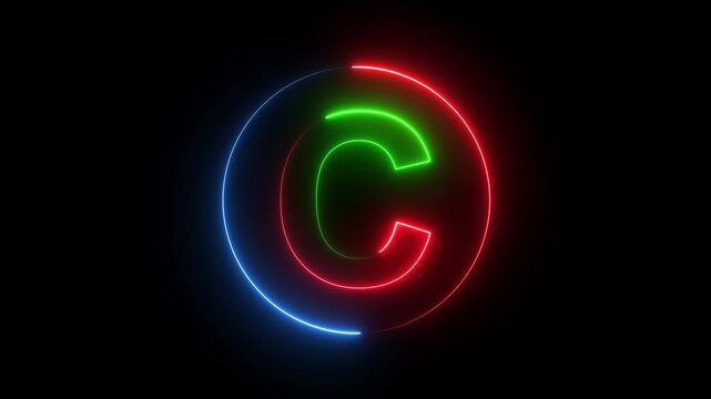 C Neon Letter Effect Curvy, glowing C dances in electric neon shades, simulating a retro yet futuristic signage animation.