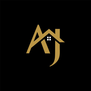initial letter AJ real estate monogram logo