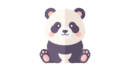 Fototapeta premium Cute Panda Cub Sitting Flat Design Illustration