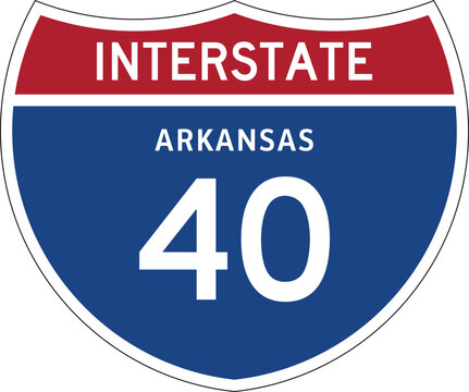 Interstate 40 Arkansas I-40 AR Highway Shield Badge USA Road Sign MUTCD Editable Design Vector