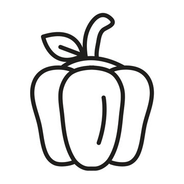 Capsicum Vegetable Icon, Simla Mirch Line Flat Style Icon..eps