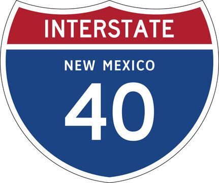 Interstate 40 New Mexico I-40 NM Highway Shield Badge USA Road Sign MUTCD Editable Design Vector