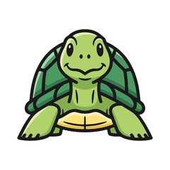 Cute cartoon sea turtle mascot smiling