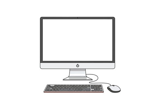 Modern Computer Monitor Keyboard and Mouse Peripherals on White Background Digital Device Setup for Office