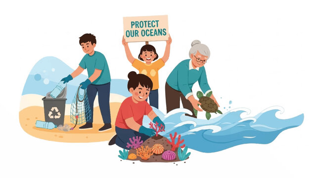 Community volunteers collect trash and protect coastline during cleanup.