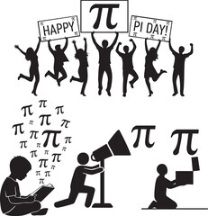 Fototapeta premium Pi Day Celebration and Mathematics Concept Silhouette Set
