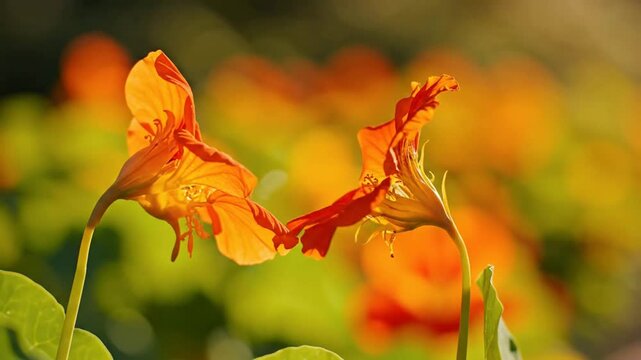 Vibrant Nasturtium Flowers in Bloom.