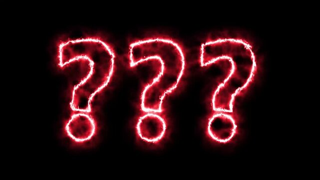 Enigmatic Question Mark enveloped. Burning question mark, Flaming question marks burning with bright red and yellow fire on black background symbolizing uncertainty.