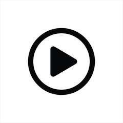 Play button circle icon silhouette for video and media player interface