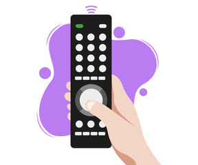 Tv remote controller electronics device control flat illustration