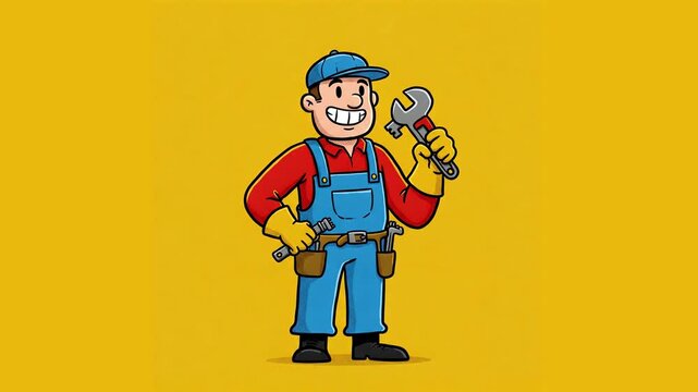  handyman construction worker with tools illustration animation