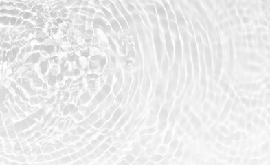 White water with ripples on the surface. Defocus blurred transparent white colored clear calm water surface texture with splashes and bubbles. Water waves with shining pattern texture background.
