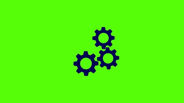 3 gear icon animation . black color gear icon .abstract green background