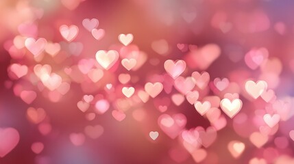 Pink and white heart shapes against a blurred background.