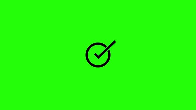 chack mark icon . black check mark circle animation . chack mark on green background .