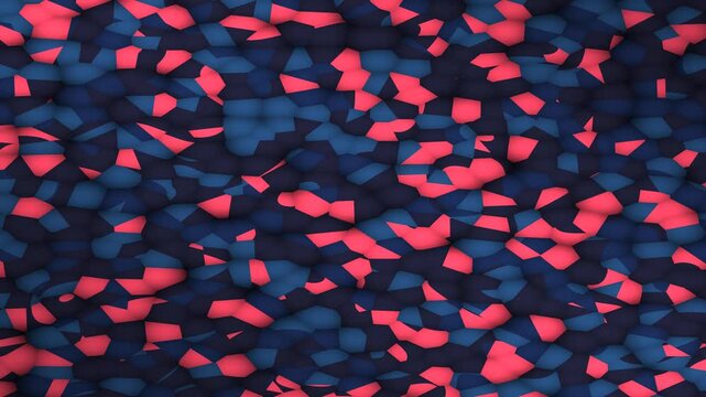 Abstract textured surface with irregular dark blue and vibrant pink shapes.