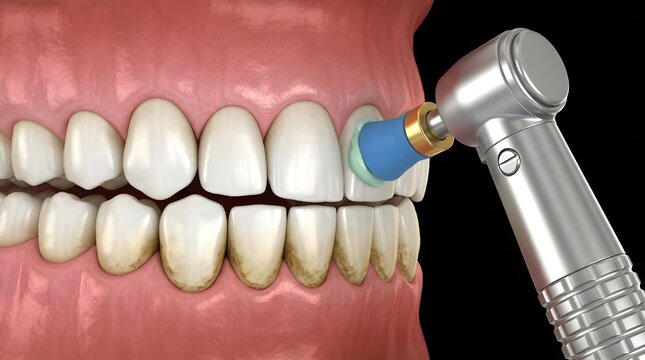 Dental Teeth Cleaning Procedure with Prophy Cup Illustration