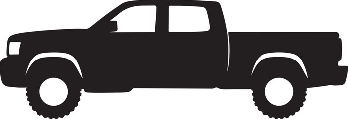 American Style Pickup Truck Side View Silhouette