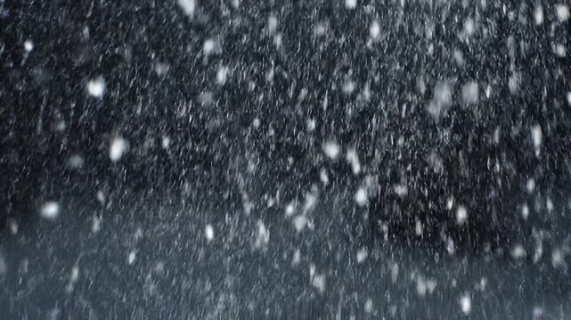 Snowfall in Dark Night Winter Scene Falling.