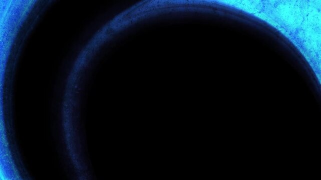 Abstract dark blue grunge circular motion background with metallic texture and curved frame transition for cinematic intros and presentations