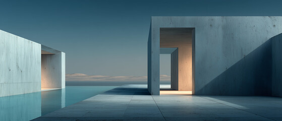 Minimal Modern Architectural Background with Concrete Geometry
