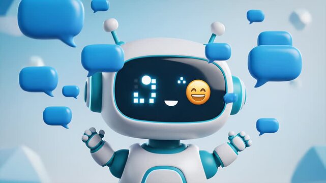 3D Chatbot Icon Rounded Chat Bubbles Robot Face Popping Animation