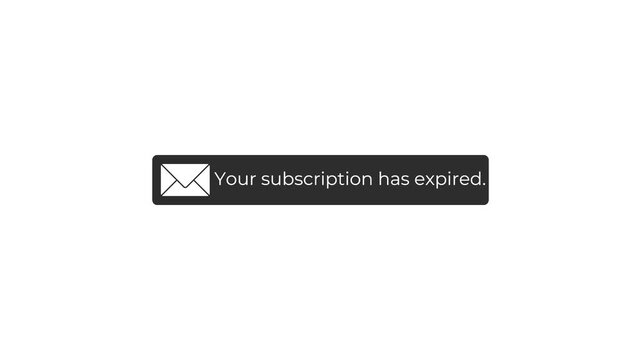 expired subscription message popup scaling animation for mobile app.