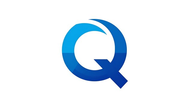 Modern abstract capital letter "Q" in gradient blue shades on white
