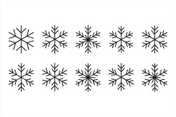 Obraz premium Minimal Snowflake Icons for Winter and Cold Weather Design