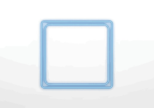 A blue square frame on a white background with layered border effects
