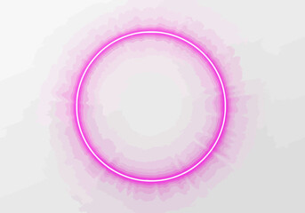 Glowing neon circle effect on a white background with vibrant pink hue © Satya