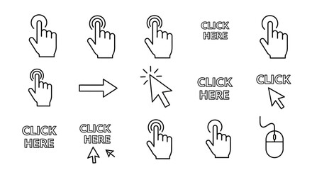Clicking Hand Cursor Icons Set