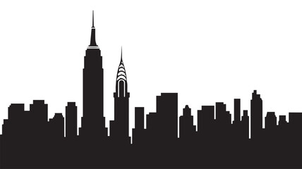 Obraz premium Minimalist black and white silhouette illustration of a grand metropolitan skyline with towering architectural marvels, ideal for clean and modern graphic design projects