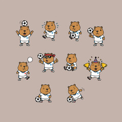 Adorable Capybara Soccer Player Collection Bundle