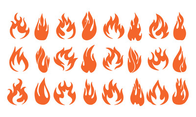 Orange Flame Icon Vector Set