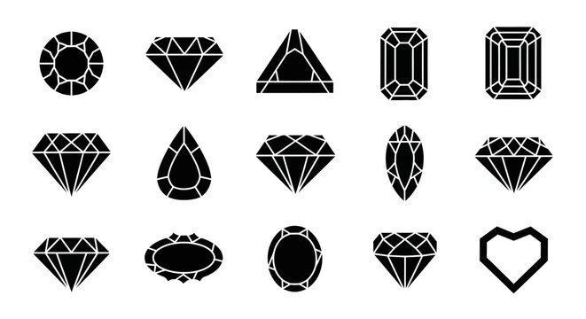 Diamond shapes collection, gem cut icons