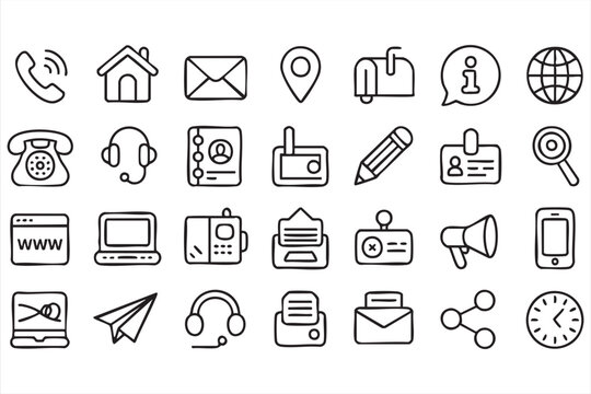 Communication and support UI line icons for digital products